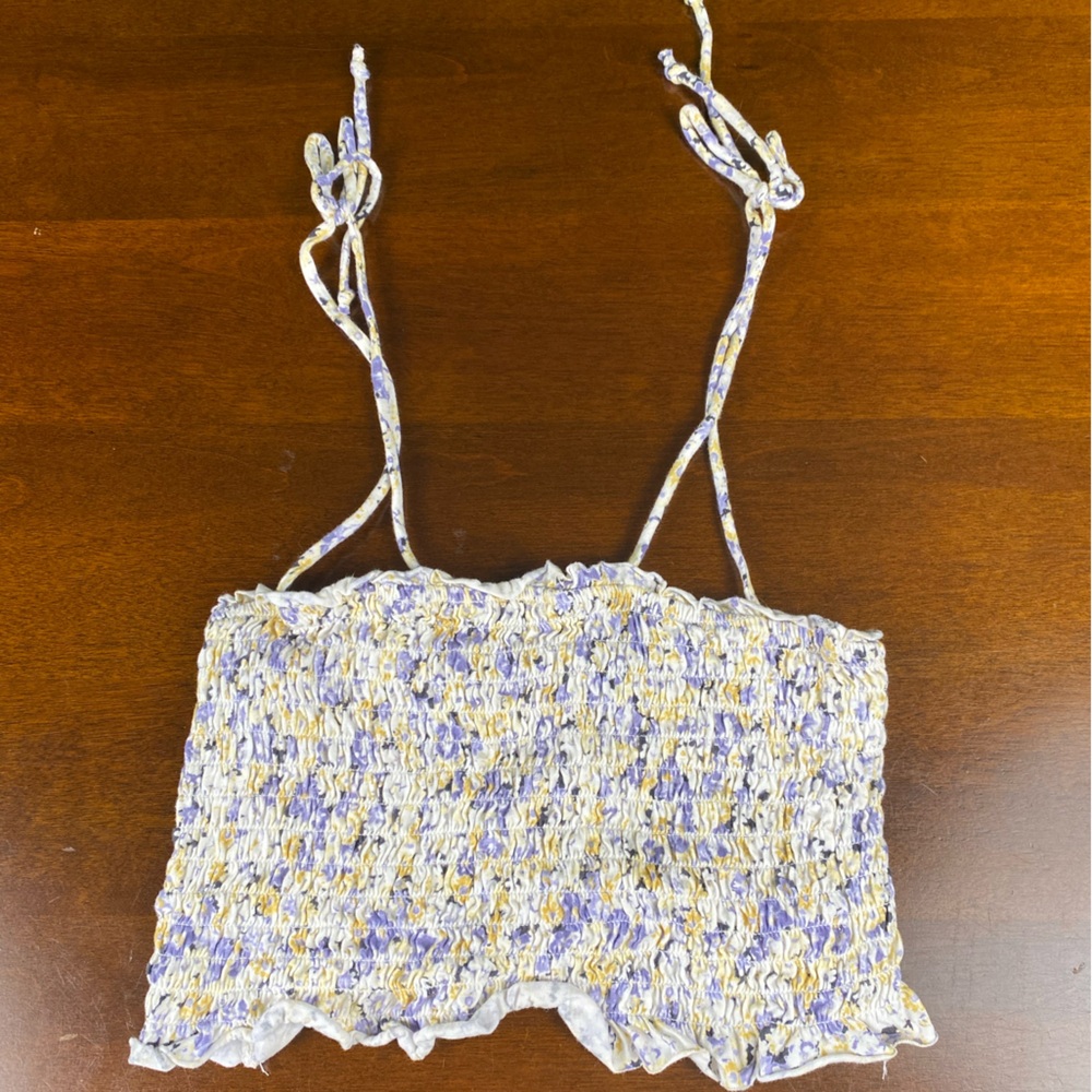 Floral Smocked Crop Top with Straps